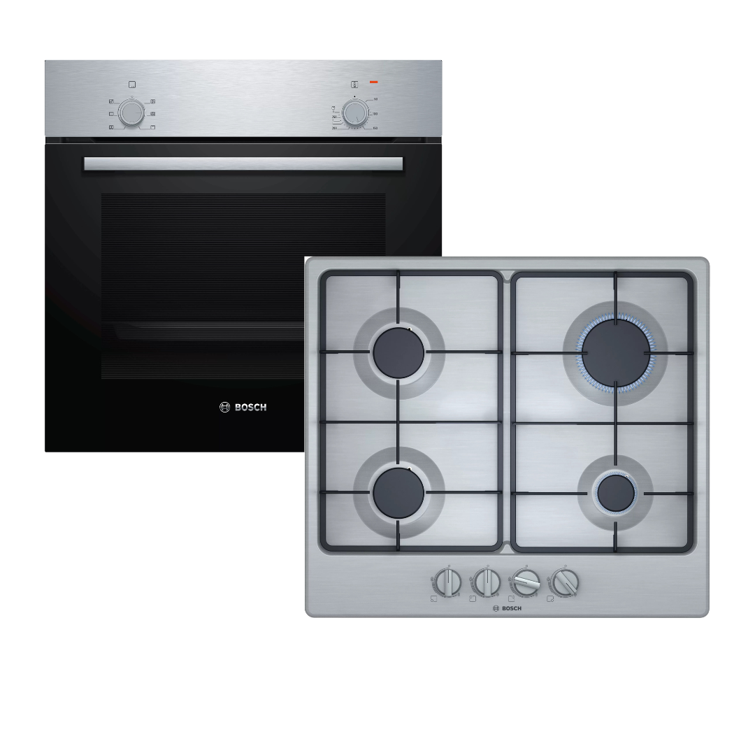 BOSCH 60CM GAS HOB ELECTRIC OVEN COMBO PGP6B5B62Z HBF010BR1Z