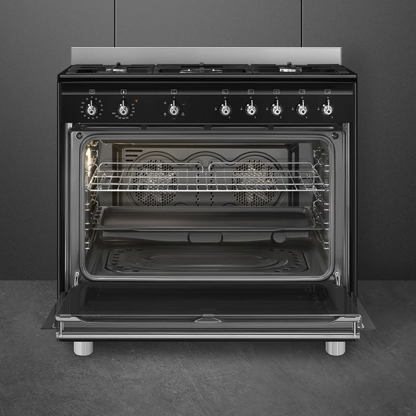 SMEG 90CM BLACK CLASSICA GAS COOKER - SSA91GGBL2