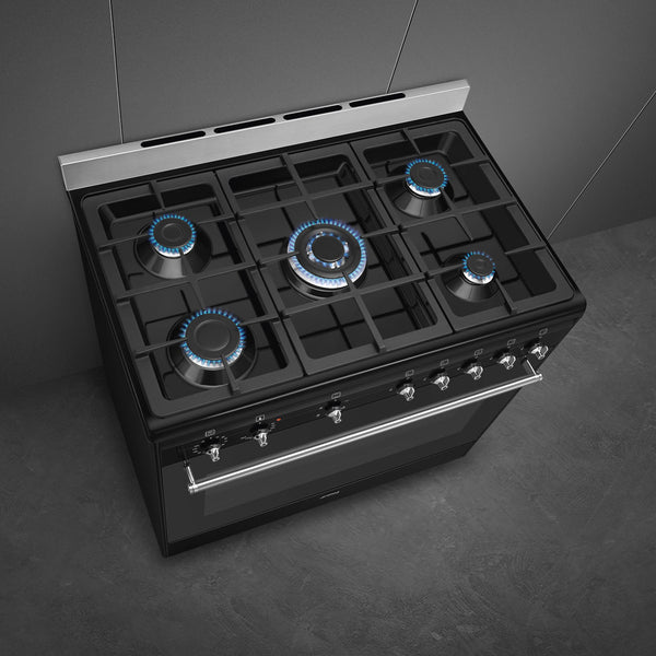SMEG 90CM BLACK CLASSICA GAS COOKER - SSA91GGBL2