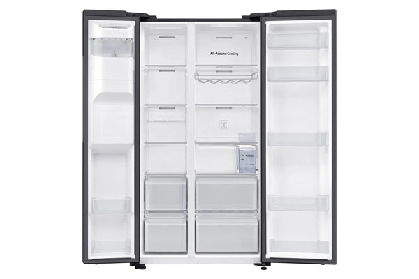 SAMSUNG 617L SIDE BY SIDE FRIDGE FREEZER NON PLUMBED GENTLE BLACK - RS64DG53R3B1FA