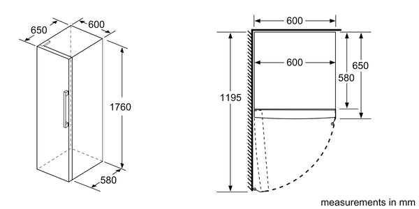 BOSCH 324L FRIDGE FREESTANDING STAINLESS STEEL SERIES 2 - KSV33NI31Z
