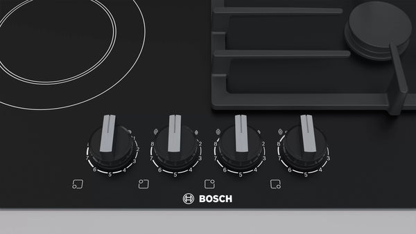 BOSCH 60CM GAS ELECTRIC HOB ON BLACK GLASS SERIES 8 - PRY6A6B70
