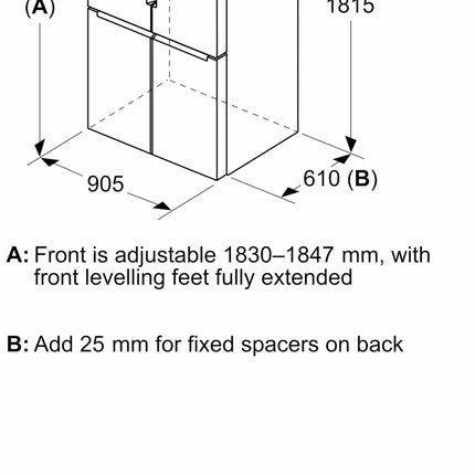 BOSCH 605L FRENCH DOOR FRIDGE FREEZER SERIES 4 - KFN96VPEA STAINLESS STEEL