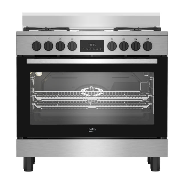 BEKO 90CM COOKER GAS ELECTRIC STAINLESS STEEL FREESTANDING – BGM21225