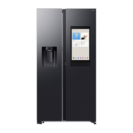 SAMSUNG 594L SIDE BY SIDE FRIDGE FREEZER I&W DISP. WITH AI FAMILY HUB 21.5" SCREEN - GENTLE BLACK - RS90F64A2FFA