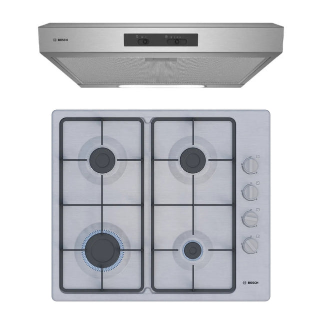 BOSCH 60CM GAS HOB STAINLESS STEEL - PBP6C5K60M + BOSCH DHU635HZA 60CM EXTRACTOR