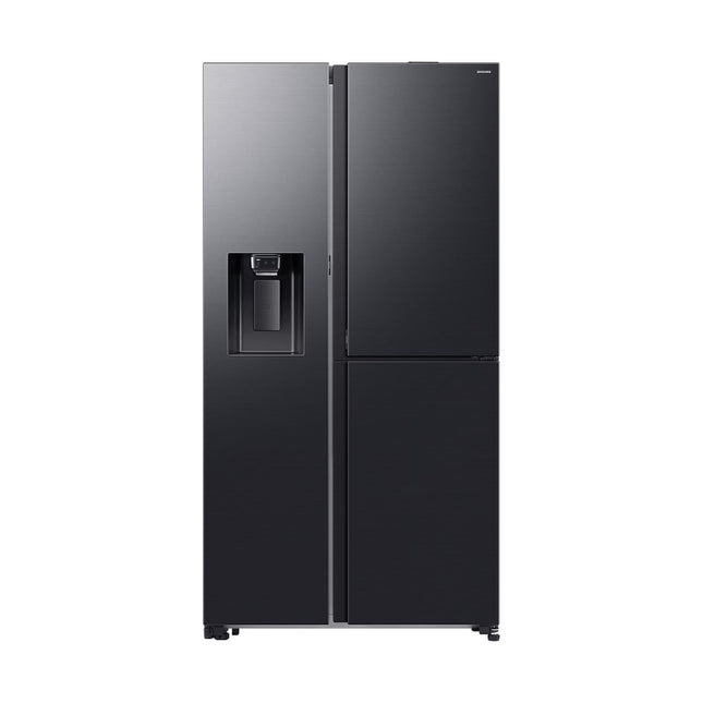 SAMSUNG 609L FRIDGE FREEZER SIDE BY SIDE WITH ICE & WATER DISPENSER FOOD SHOWCASE - GENTLE BLACK - RS80F64G2FFA