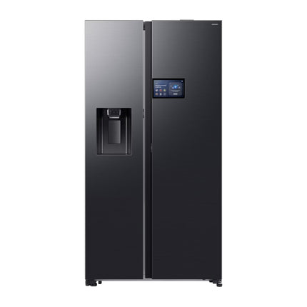 SAMSUNG 594L SIDE BY SIDE FRIDGE FREEZER I&W DISP. WITH AI HOME 9" LCD MONITOR - GENTLE BLACK - RS90F64D2FFA