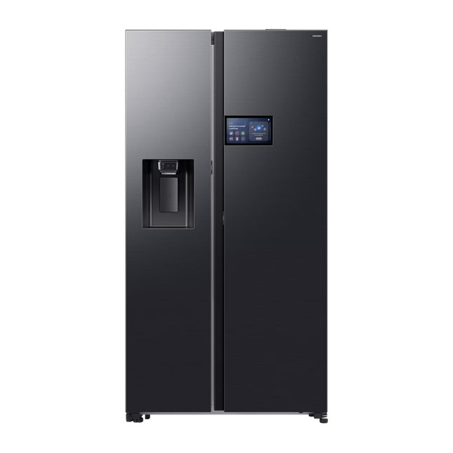 SAMSUNG 594L SIDE BY SIDE FRIDGE FREEZER I&W DISP. WITH AI HOME 9" LCD MONITOR - GENTLE BLACK - RS90F64D2FFA