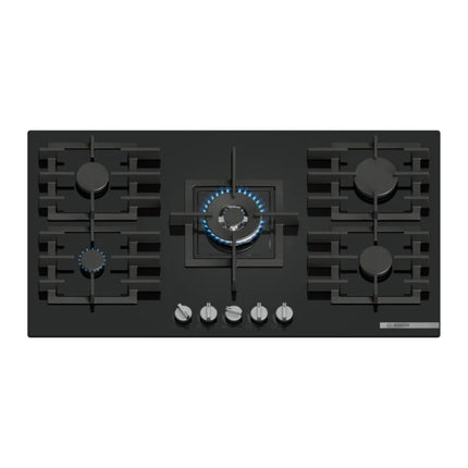 BOSCH 90CM GAS HOB BLACK TEMPERED GLASS SERIES 6 - PPQ9B6140M