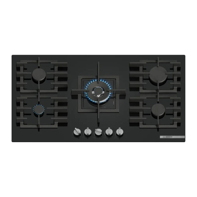 BOSCH 90CM GAS HOB BLACK TEMPERED GLASS SERIES 6 - PPQ9B6140M