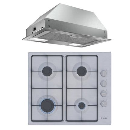 BOSCH 60CM GAS HOB STAINLESS STEEL – PBP6C5K60M + BOSCH 53CM CANOPY HOOD EXTRACTOR SERIES 2 - DLN53AA50