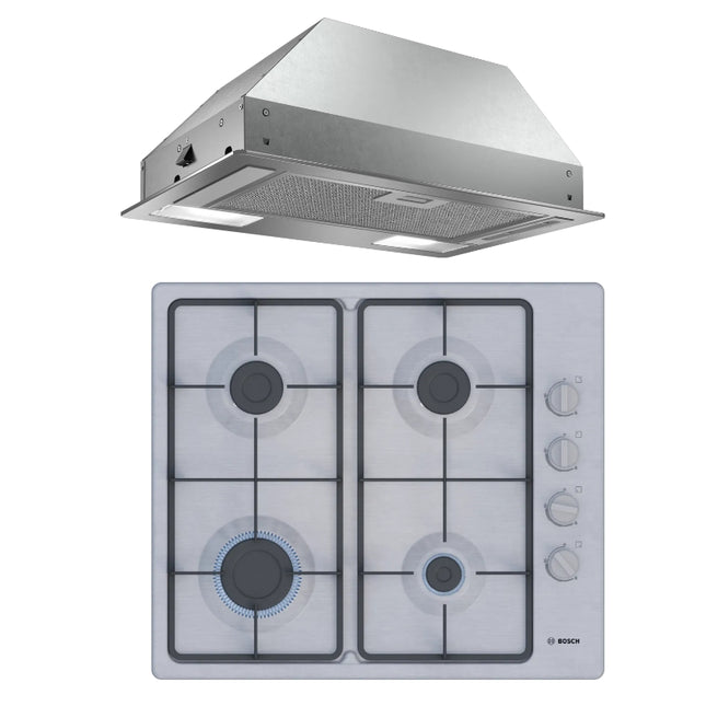 BOSCH 60CM GAS HOB STAINLESS STEEL – PBP6C5K60M + BOSCH 53CM CANOPY HOOD EXTRACTOR SERIES 2 - DLN53AA50