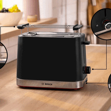 BOSCH 2 SLICE BLACK COMPACT MY MOMENT TOASTER - TAT4M223