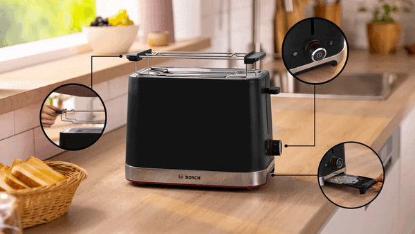 BOSCH 2 SLICE BLACK COMPACT MY MOMENT TOASTER - TAT4M223