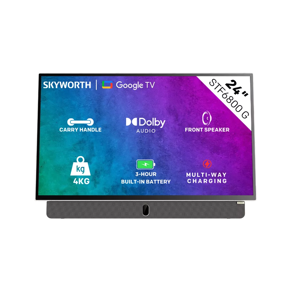 SKYWORTH 24" FHD GOOGLE TV PORTABLE TV GREY - 24STF6800-G