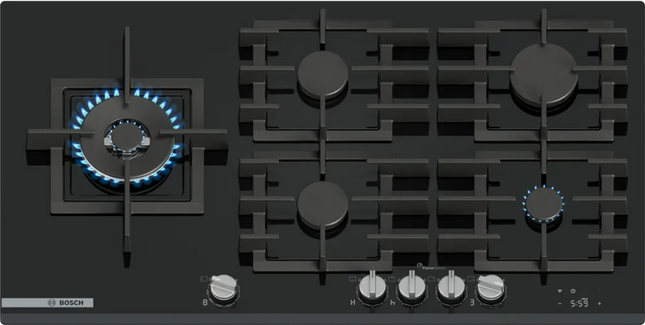 BOSCH 90CM SERIES 8 GAS HOB BLACK TEMPERED GLASS - PRS9A6H40Z