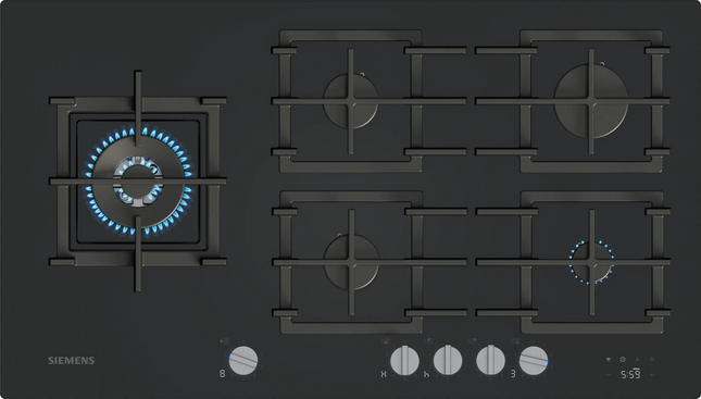Siemens ER9A6SH40Z iQ700 90cm 5 Burner Gas Hob Black Glass