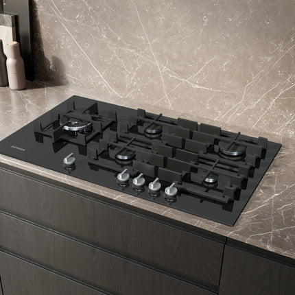 Siemens iQ700 90cm 5-Burner Gas Hob Black Glass – ER9A6SH40Z