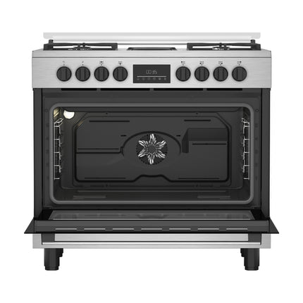 BEKO 90CM COOKER GAS ELECTRIC STAINLESS STEEL FREESTANDING – BGM21225