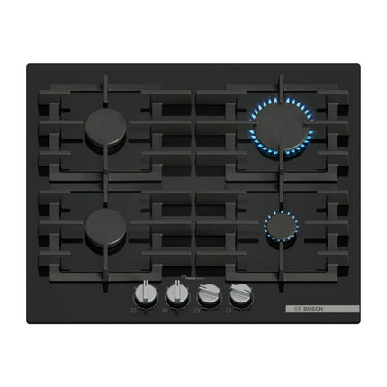 BOSCH GAS HOB 60CM BLACK TEMPERED GLASS SERIES 6 - PPP6A6I40Z + BOSCH 60CM BLACK OVEN SERIES 6 - HBJ559EB6Z + BOSCH 60CM  WALL MOUNTED COOKER HOOD BLACK - DWK63PJ60Z