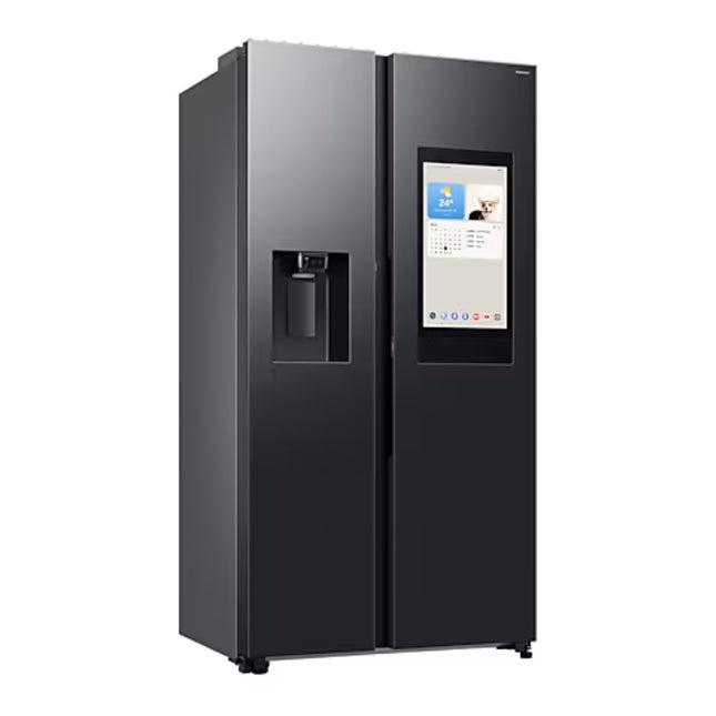 SAMSUNG 594L SIDE BY SIDE FRIDGE FREEZER I&W DISP. WITH AI FAMILY HUB 21.5" SCREEN - GENTLE BLACK - RS90F64A2FFA