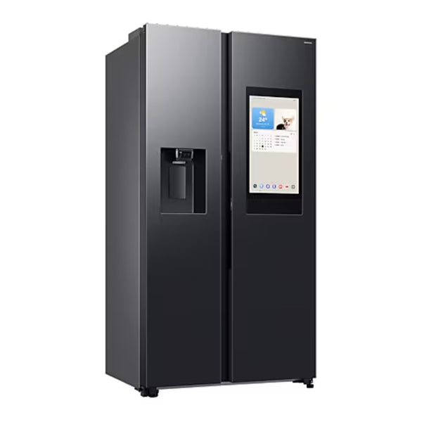 SAMSUNG 594L SIDE BY SIDE FRIDGE FREEZER I&W DISP. WITH AI FAMILY HUB 21.5" SCREEN - GENTLE BLACK - RS90F64A2FFA