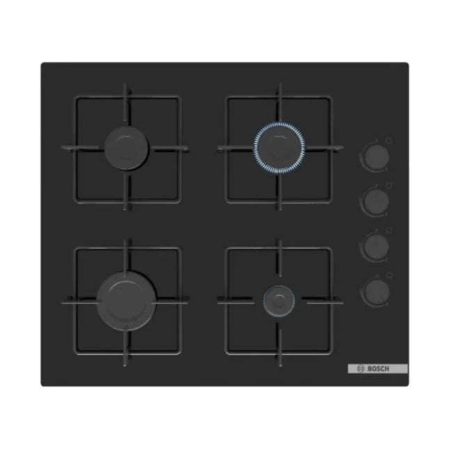 BOSCH 60CM GAS HOB BLACK GLASS POP6C6P30M + BOSCH 60CM EXTRACTOR HOOD DHU636HQ
