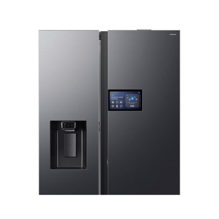 SAMSUNG 594L SIDE BY SIDE FRIDGE FREEZER I&W DISP. WITH AI HOME 9" LCD MONITOR - GENTLE BLACK - RS90F64D2FFA