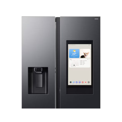 SAMSUNG 594L SIDE BY SIDE FRIDGE FREEZER I&W DISP. WITH AI FAMILY HUB 21.5" SCREEN - GENTLE BLACK - RS90F64A2FFA
