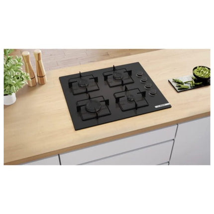 BOSCH 60CM GAS HOB BLACK TEMPERED GLASS SERIES 4 - POP6C6P30M