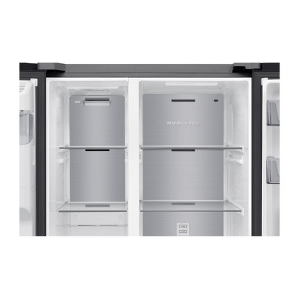 SAMSUNG 594L SIDE BY SIDE FRIDGE FREEZER I&W DISP. WITH AI FAMILY HUB 21.5" SCREEN - GENTLE BLACK - RS90F64A2FFA