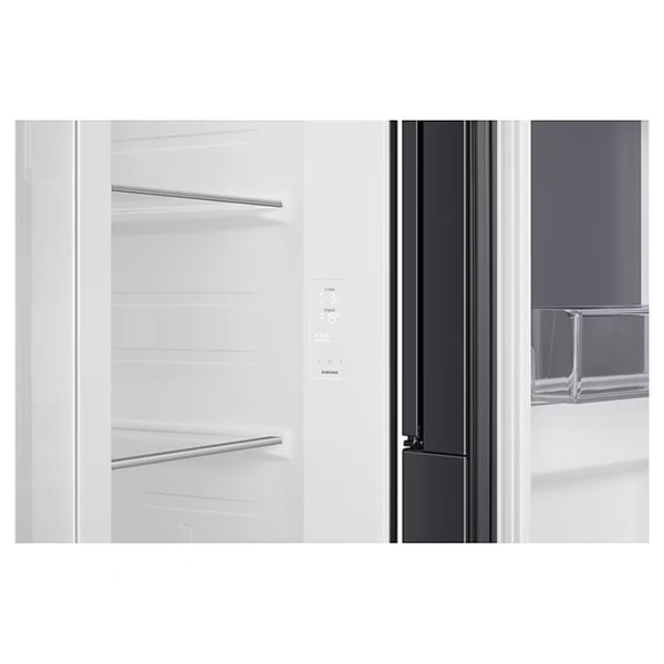 SAMSUNG 609L FRIDGE FREEZER SIDE BY SIDE WITH ICE & WATER DISPENSER FOOD SHOWCASE - GENTLE BLACK - RS80F64G2FFA