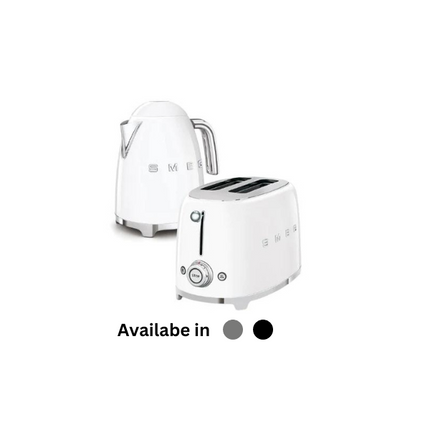 SMEG RETRO 1.7L KETTLE & 2 SLICE TOASTER WHITE COMBO KLF03WHSA + TSF01WHSA