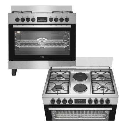 BEKO 90CM COOKER GAS ELECTRIC STAINLESS STEEL FREESTANDING – BGM21225