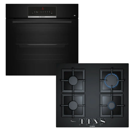 BOSCH 60CM 4 PLATE GAS HOB & SERIES 6 BUILT-IN OVEN - PPP6A6B20Z + HBJ559EB6Z