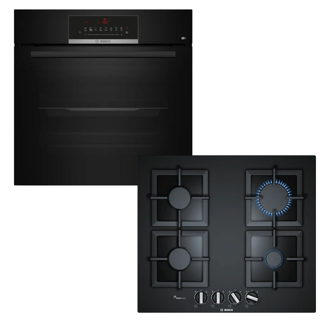 BOSCH 60CM 4 PLATE GAS HOB & SERIES 6 BUILT-IN OVEN - PPP6A6B20Z + HBJ559EB6Z