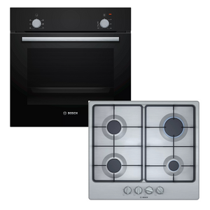 BOSCH 60CM GAS HOB ELECTRIC OVEN COMBO - PGP6B5B62Z & HBF010BA0Z