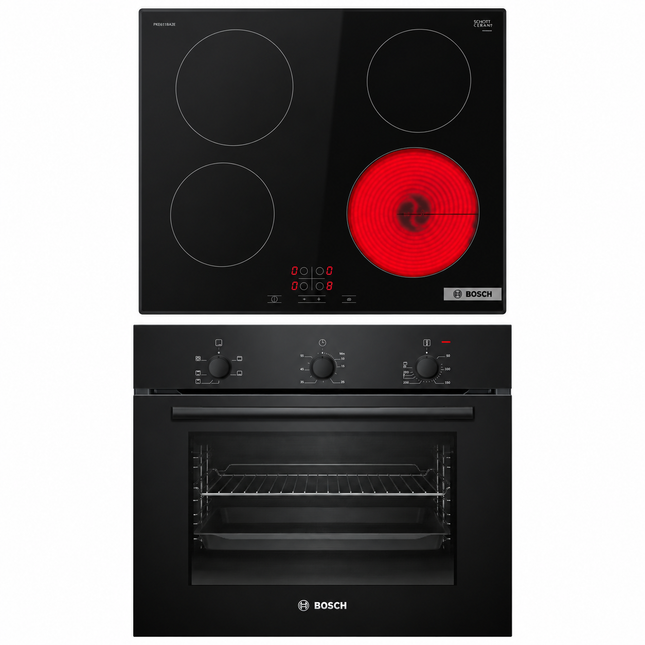 Bosch 60cm Series 4 Touch Control Electric Hob & Series 2 71L Built-in Oven Combo – PKE611BA2E + HBF011BA1Z