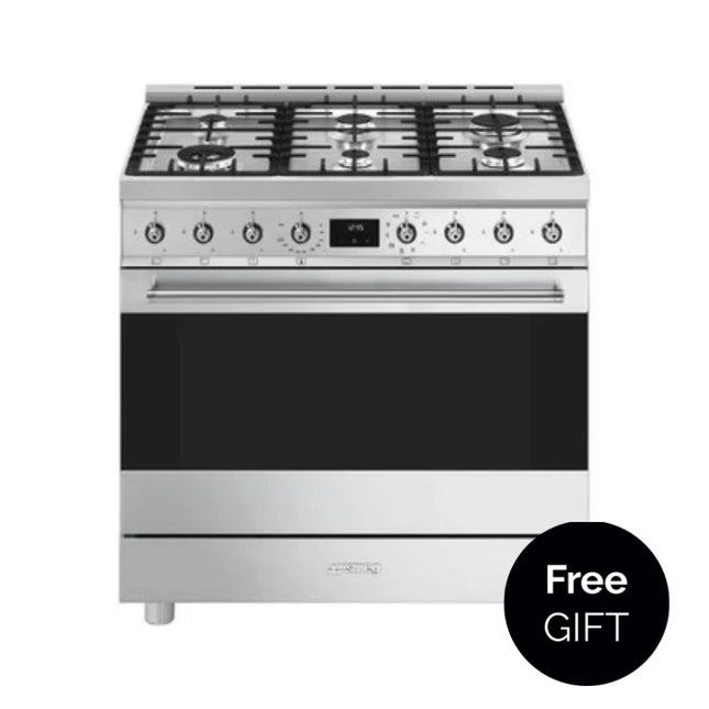 SMEG SYMPHONY GAS-ELECTRIC COOKER - C9MAXSSA2 - SILVER