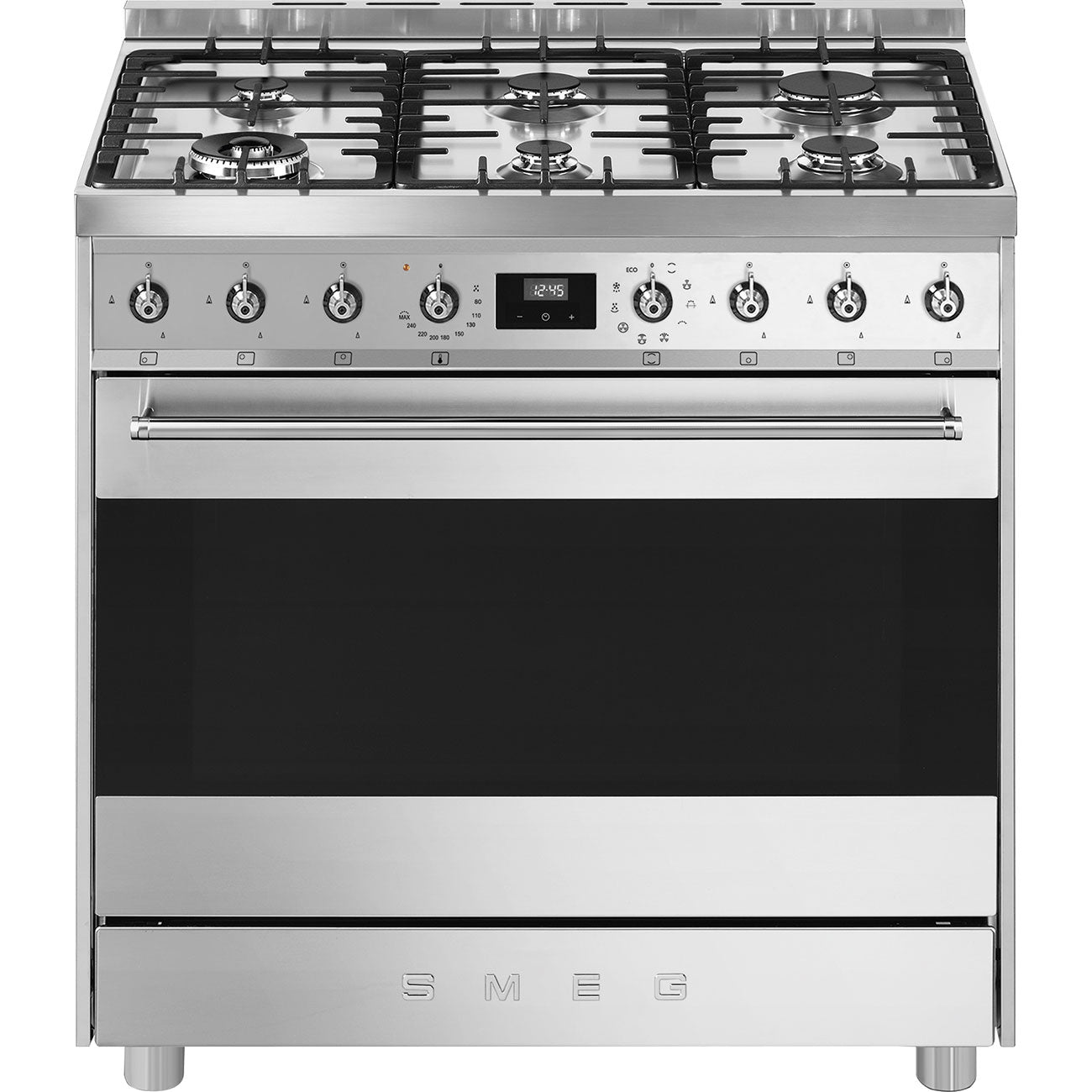 SMEG 90CM SYMPHONY 6 BURNER STAINLESS STEEL GAS/ELECTRIC COOKER - C9MAXSSA9