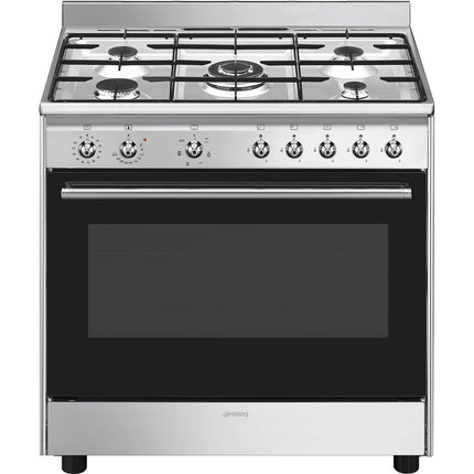 Smeg CX90GMSA 90cm stainless steel freestanding gas and electric cooker