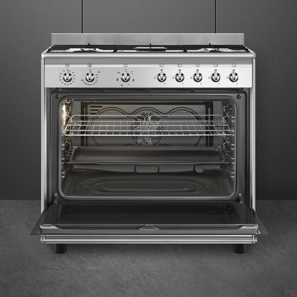Smeg CX90GMSA 90cm Freestanding Gas/Electric Cooker – Stainless Steel