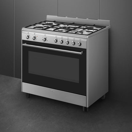 Smeg CX90GMSA 90cm Freestanding Gas/Electric Cooker – Stainless Steel