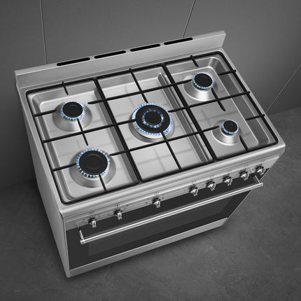 Smeg CX90GMSA 90cm Freestanding Gas/Electric Cooker – Stainless Steel