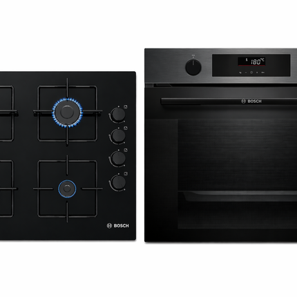 Bosch Gas Hob and Steam Oven Combo Black