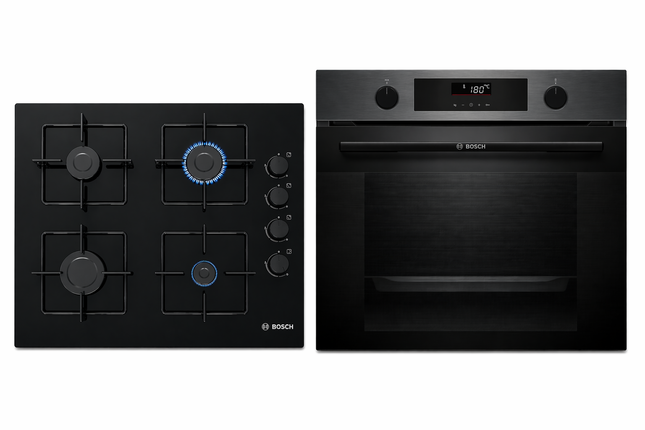 Bosch Gas Hob and Steam Oven Combo Black
