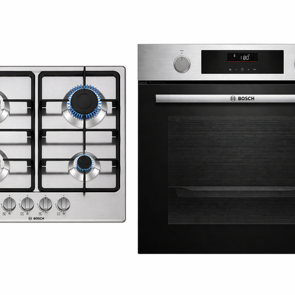 Bosch Series 2 Gas Hob & Series 4 Steam Oven Combo 60cm Stainless Steel (PGP6B5K60Z + HUA736ER0Z)