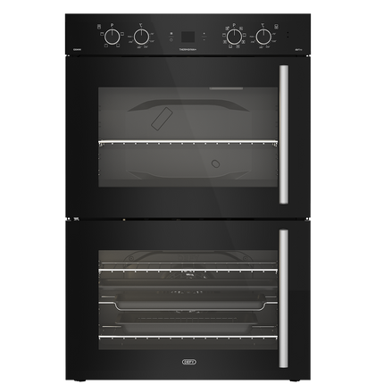 Defy DBO767 70cm Gemini ThermoFan Double Oven with AirFire Black
