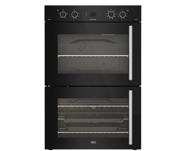 Defy DBO767 70cm Gemini ThermoFan Double Oven with AirFire Black